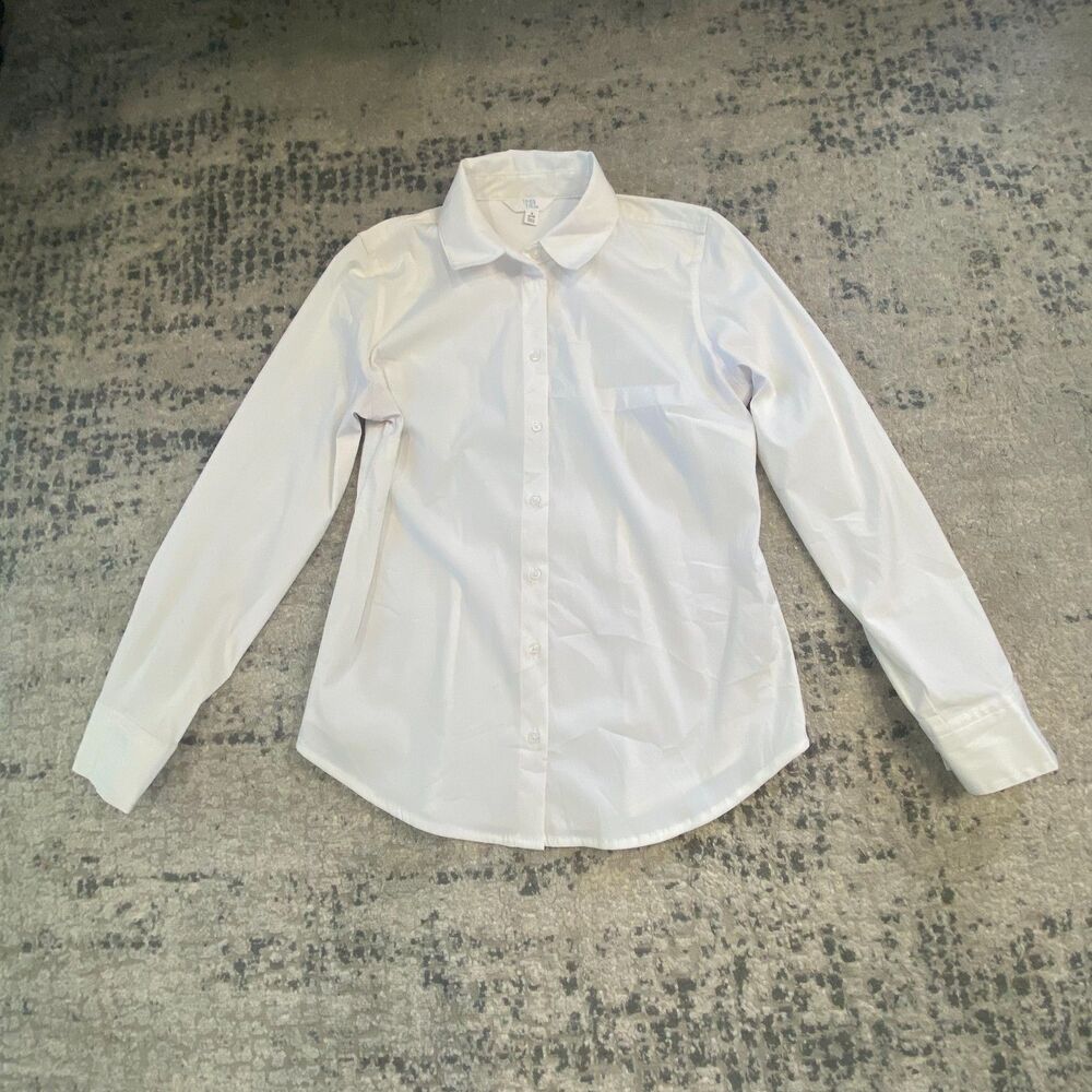 Time and Tru Women S White Career Button Down Shirt Long Sleeve Blouse 4 6 Small
